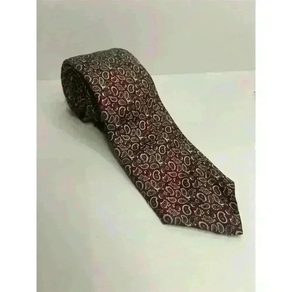 Christian Dior Men's Vintage Brown Paisley Silk Tie - Picture 1 of 5